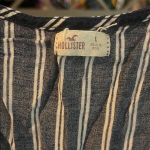 Hollister Navy and White Striped Shirt